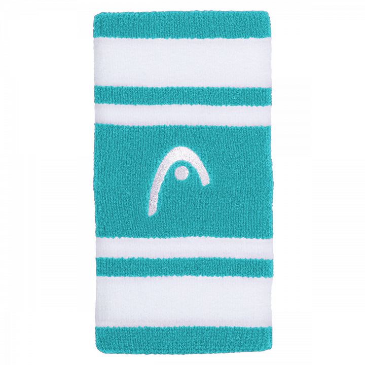 Head Striped Wristband 5'' Turquoise / White - 2 szt.